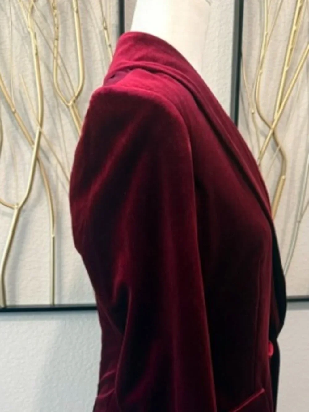 INC International Concepts Burgundy Velvet Blazer - Picture 4 of 10